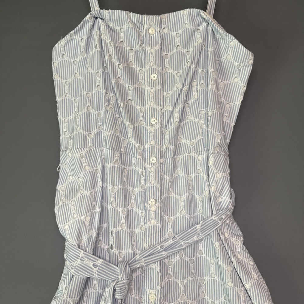 NWT Banana Republic Sz 10 Light Blue Eyelet Removable Strap Cotton Sundress $139 - Picture 5 of 9